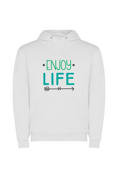 iLovePrints Life's Vibrant Path Φούτερ με κουκούλα σε χρώμα Λευκό