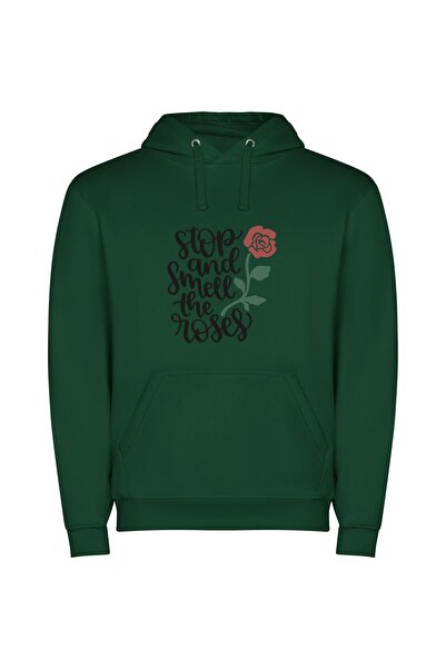 iLovePrints Fragrant Reminder: Stop & Smell Φούτερ με κουκούλα σε χρώμα Πράσινο