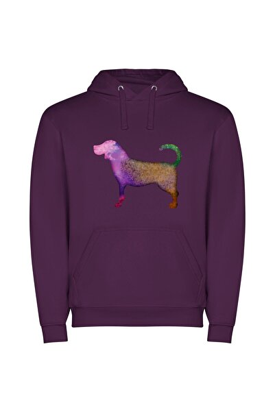iLovePrints Holo-Dog: Stylish Canine Art Φούτερ με κουκούλα σε χρώμα Μωβ