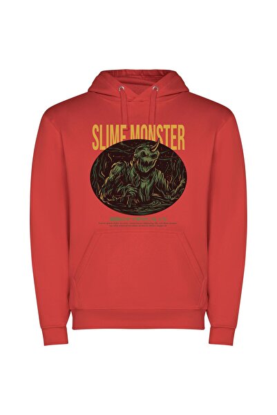 iLovePrints Monstro-Slime: Playful Visions Φούτερ με κουκούλα σε χρώμα Κόκκινο