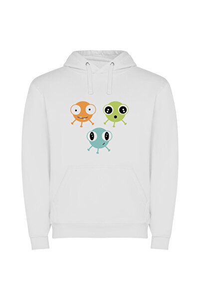 iLovePrints Colorful Cute Corona Crew Φούτερ με κουκούλα σε χρώμα Λευκό
