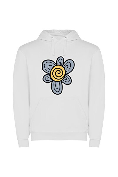 iLovePrints Floral Majesty Φούτερ με κουκούλα σε χρώμα Λευκό