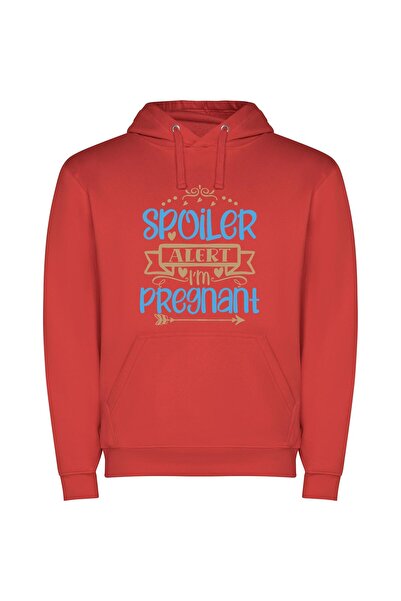 iLovePrints Pregnancy Spoiler: Big News! Φούτερ με κουκούλα σε χρώμα Κόκκινο