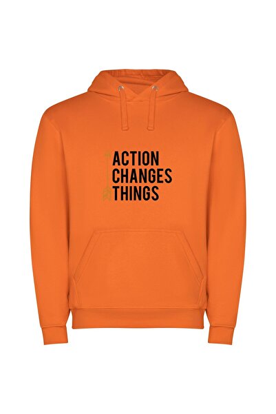 iLovePrints Action: Transforming the World Φούτερ με κουκούλα σε χρώμα Πορτοκαλί