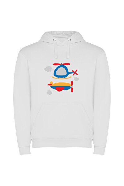 iLovePrints Colorful Skyward Spectacle Φούτερ με κουκούλα σε χρώμα Λευκό