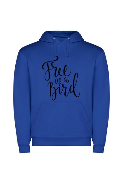 iLovePrints Free Bird's Monochrome Elegance Φούτερ με κουκούλα σε χρώμα Μπλε