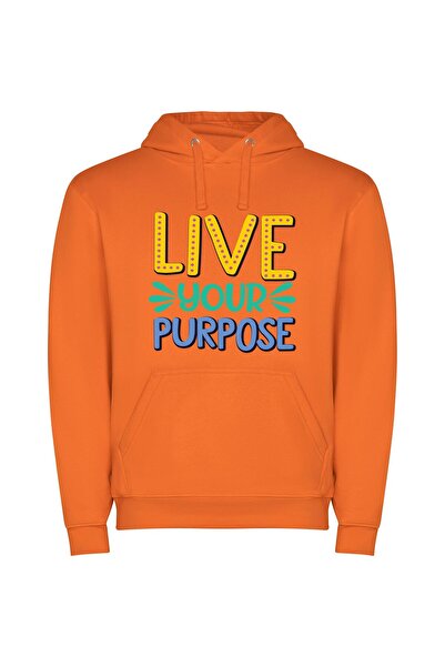 iLovePrints Purpose Pump: Live Life Φούτερ με κουκούλα σε χρώμα Πορτοκαλί