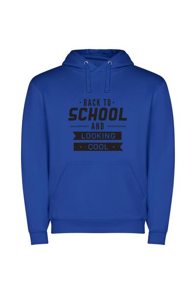 iLovePrints Chic Back-to-School Style Φούτερ με κουκούλα σε χρώμα Μπλε