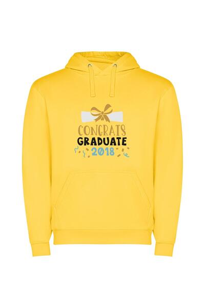 iLovePrints Bow-Topped 2018 Grad Φούτερ με κουκούλα σε χρώμα Κίτρινο