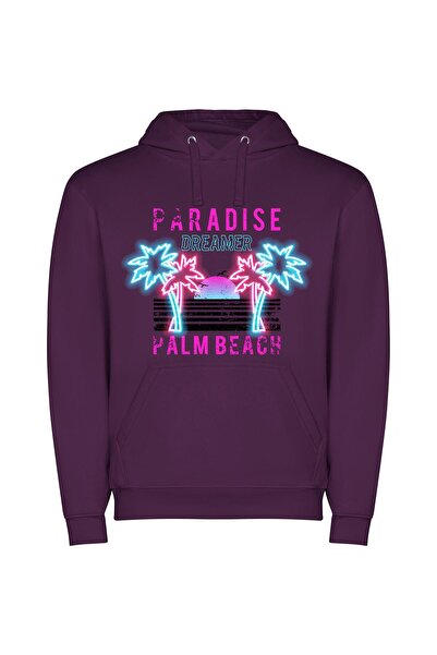 iLovePrints Tropical Dream Paradise Φούτερ με κουκούλα σε χρώμα Μωβ