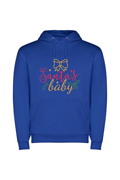 iLovePrints Merry Santa's Baby Joys Φούτερ με κουκούλα σε χρώμα Μπλε