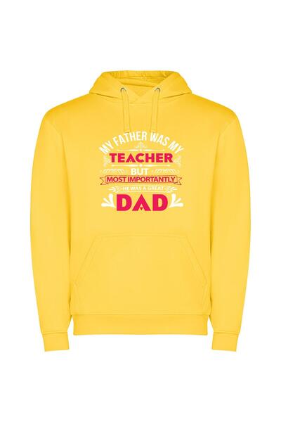 iLovePrints Ultimate Educator: Adored Dad Φούτερ με κουκούλα σε χρώμα Κίτρινο