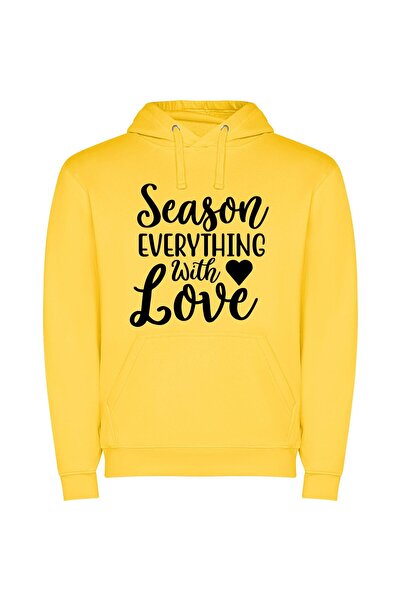 iLovePrints Love-Filled Seasonal Prints Φούτερ με κουκούλα σε χρώμα Κίτρινο