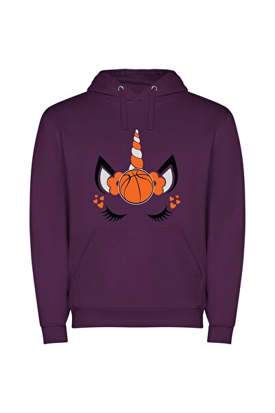 iLovePrints Unicorn Horned Hoops Hero Φούτερ με κουκούλα σε χρώμα Μωβ