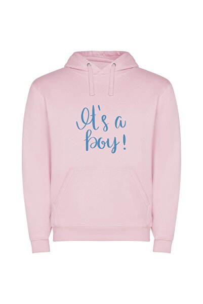 iLovePrints In Blue: It's a Boy! Φούτερ με κουκούλα σε χρώμα Ροζ