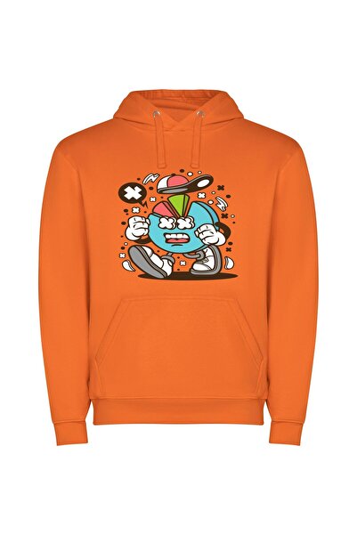 iLovePrints Colorful Surprised Cartoon Mascot Φούτερ με κουκούλα σε χρώμα Πορ...