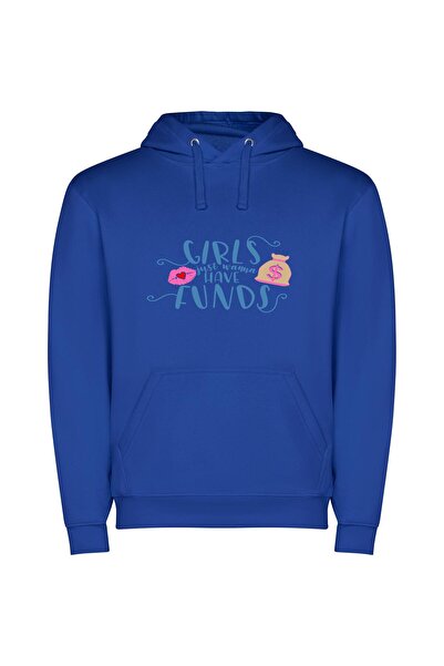 iLovePrints Money & Girls: Fun & Fancy Φούτερ με κουκούλα σε χρώμα Μπλε
