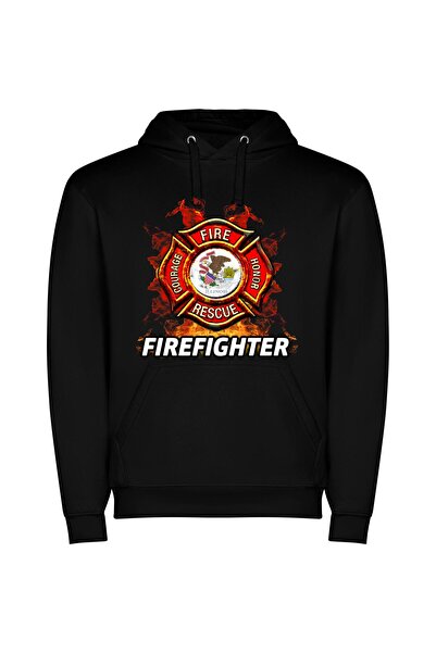 iLovePrints Fierce Chicago Fire Emblem Φούτερ με κουκούλα σε χρώμα Μαύρο