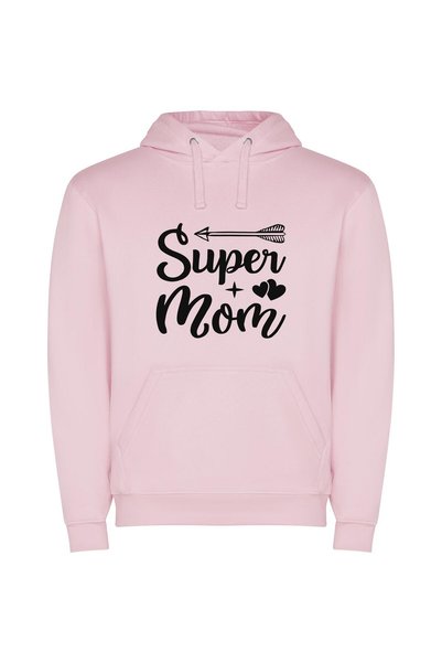 iLovePrints Superior Supermom Sign Φούτερ με κουκούλα σε χρώμα Ροζ