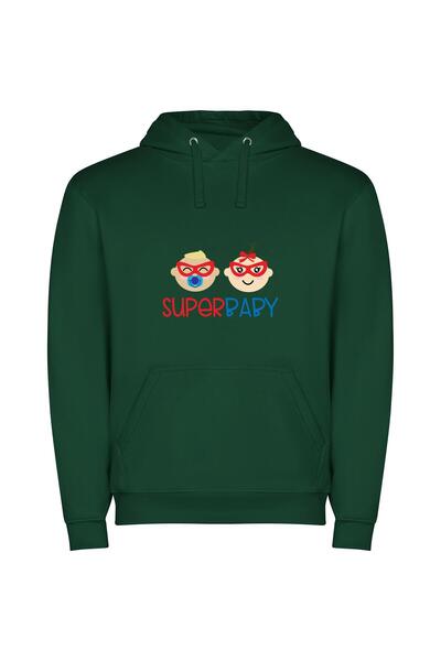 iLovePrints Superior Super Baby Cuteness Φούτερ με κουκούλα σε χρώμα Πράσινο