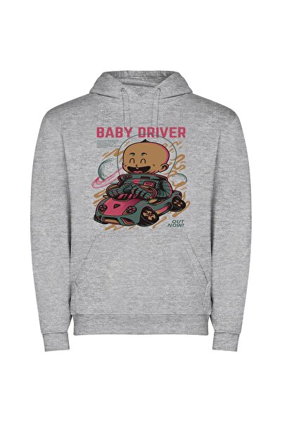 iLovePrints Cosmic Baby Driver Poster Φούτερ με κουκούλα σε χρώμα Γκρι