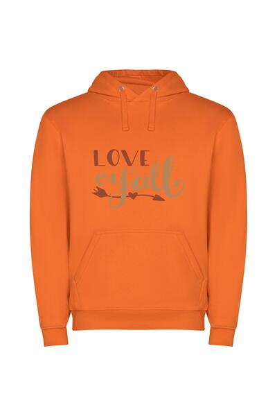 iLovePrints Whimsical Love Typography Φούτερ με κουκούλα σε χρώμα Πορτοκαλί