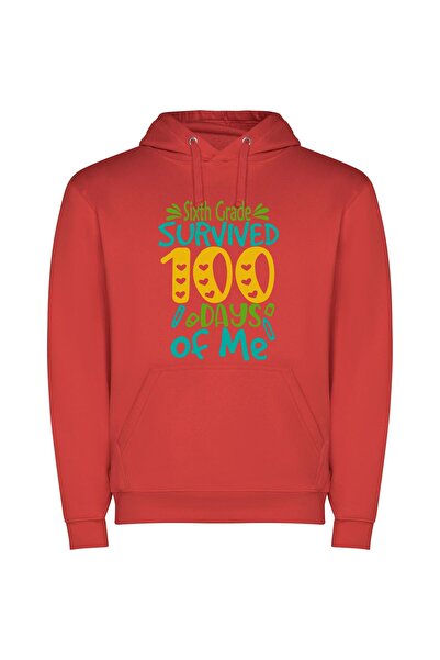 iLovePrints 100 Days: Sixth Grade Triumph Φούτερ με κουκούλα σε χρώμα Κόκκινο