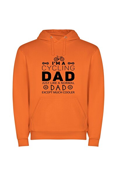 iLovePrints Cycling Cool Dad Vibes Φούτερ με κουκούλα σε χρώμα Πορτοκαλί