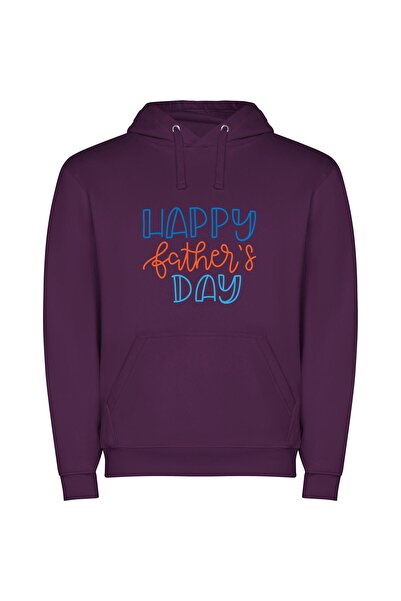 iLovePrints Beloved Dad, Happy Day Φούτερ με κουκούλα σε χρώμα Μωβ