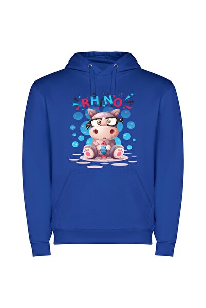 iLovePrints Whimsical Animal Sports Φούτερ με κουκούλα σε χρώμα Μπλε