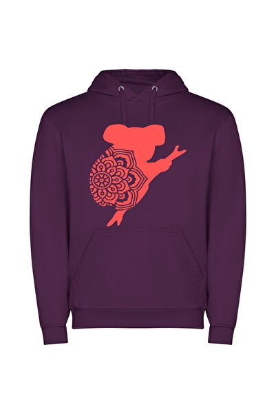 iLovePrints Floral Elegance: Silhouette Art Φούτερ με κουκούλα σε χρώμα Μωβ