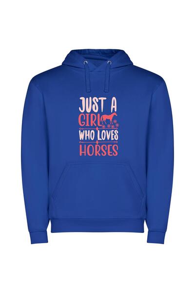 iLovePrints Equestrian Passion Φούτερ με κουκούλα σε χρώμα Μπλε