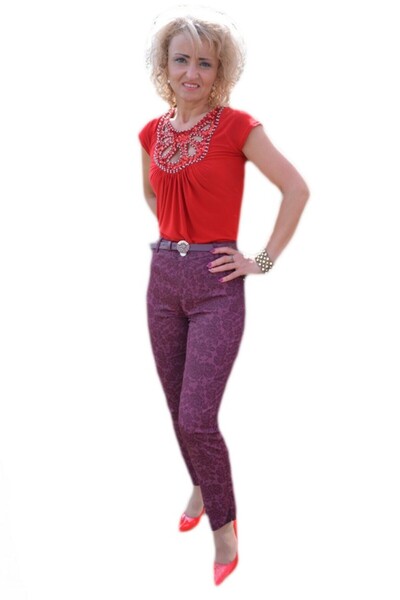 OEM Pantalon mov cu design floral, model lung de primavara-vara