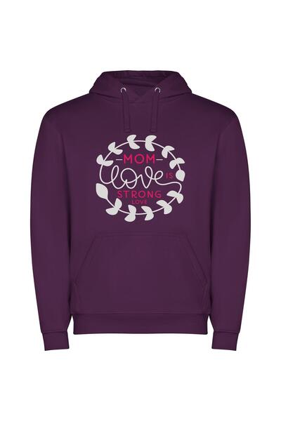 iLovePrints Maternal Bond: Strong Love Φούτερ με κουκούλα σε χρώμα Μωβ