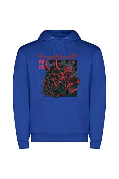 iLovePrints Seductively Sinister Samurai Shadow Φούτερ με κουκούλα σε χρώμα Μπλε