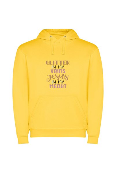 iLovePrints Gilded Faith and Sparkles Φούτερ με κουκούλα σε χρώμα Κίτρινο