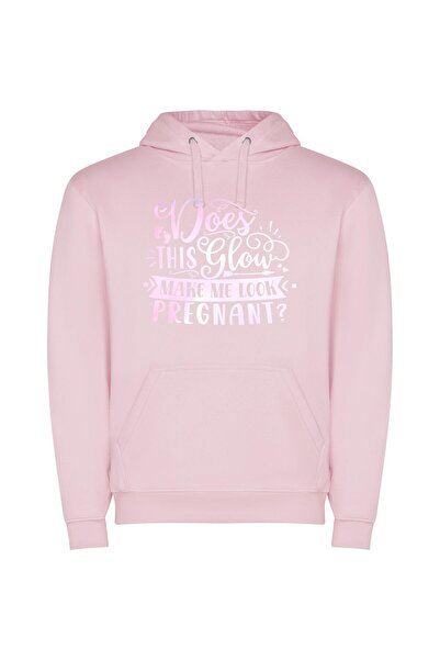 iLovePrints Glowing Future, Proud Bump Φούτερ με κουκούλα σε χρώμα Ροζ