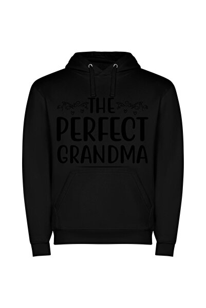 iLovePrints Grandma's Perfect Kerning Φούτερ με κουκούλα σε χρώμα Μαύρο