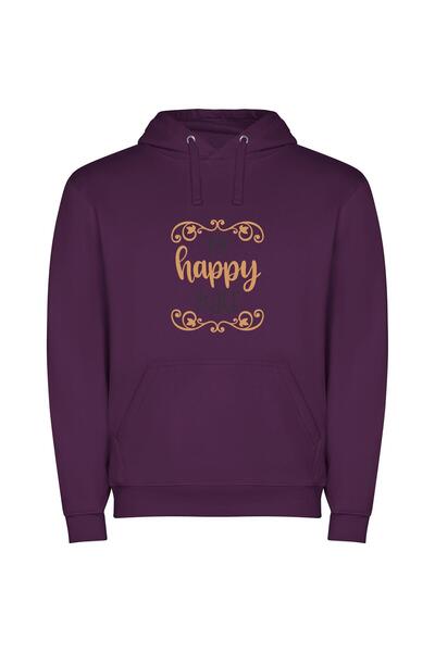 iLovePrints Blissful Homebound Happiness Φούτερ με κουκούλα σε χρώμα Μωβ