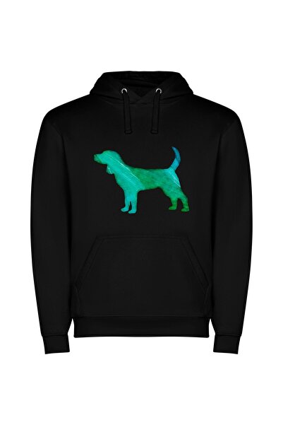 iLovePrints Stylized Labrador Portrait Φούτερ με κουκούλα σε χρώμα Μαύρο