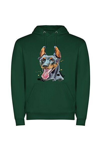 iLovePrints Stylish Canine Portraiture Φούτερ με κουκούλα σε χρώμα Πράσινο