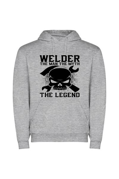 iLovePrints Welder: The Legendary Myth Φούτερ με κουκούλα σε χρώμα Γκρι