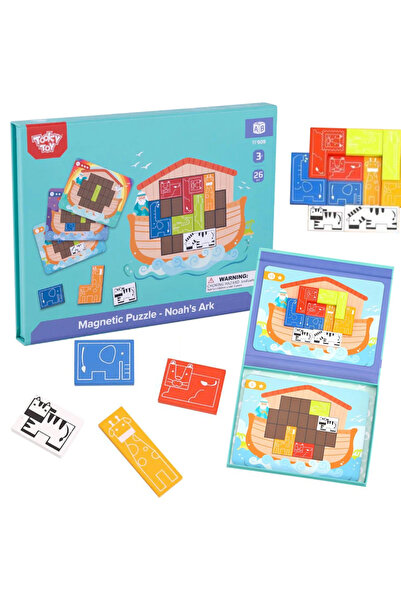 Tooky Toy Puzzle Logic Magnetic Montessori Tetris Arca lui Noe 26 piese.
