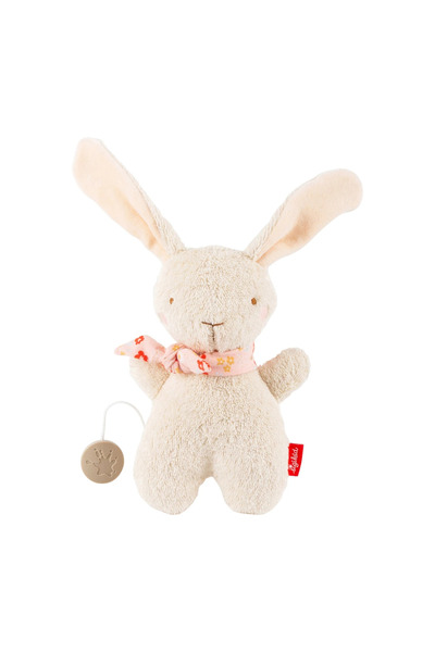 Sigikid Nou 0 Jucărie de pluș cu cutie muzicală, iepuraș din bumbac ecru, 19 cm