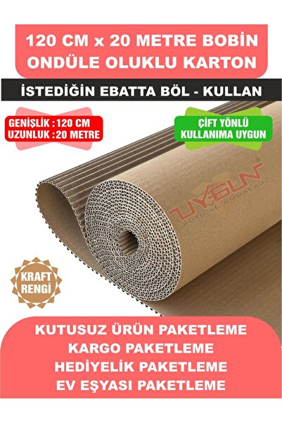 Uygun Kutu ve Ambalaj 120 Cm x 20 Metre Bobin Ondüle Oluklu Karton, Kargo Kar...