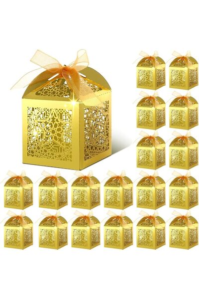 MAKINGTEC 50 Pcs Eid Mubarak Candy Box Set, Ramadan Gift Boxes with Ribbons M...