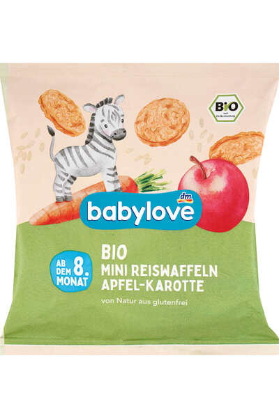 OEM Rondele de orez organic cu aromă de mere și morcovi, 35 g