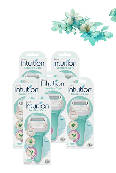 Schick Intuition 6 قطع من شفرات الحلاقة للعناية الحساسة مع الألوة فيرا والشاي...