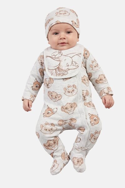 Disney Toddlers Boy 5 Pcs Graphic Print Bodysuit, Grey
