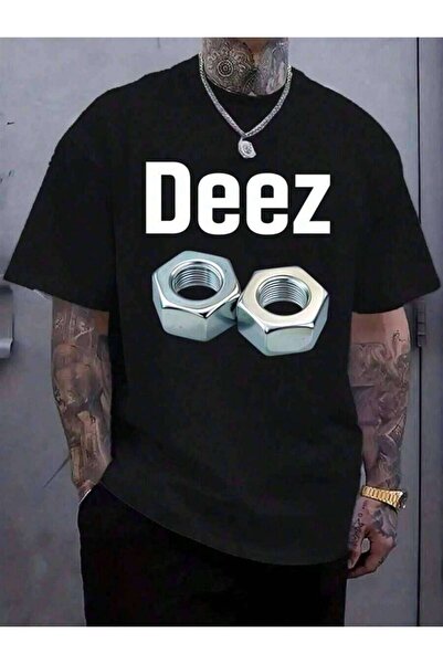 29CUN Men's Funny Deez Nuts Meme T-Shirt With Nut & Bolt Graphic - Black Shor...